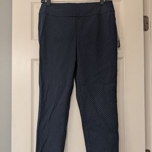 NWT Navy cuffed printed straight trouser